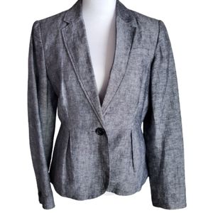 Banana republic factory linen blend blue one button blazer size 4 Petite